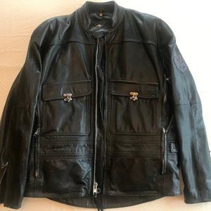 Vintage 1995 Men's LARGE Harley Davidson Black Leather Jacket "Pacesetter" 